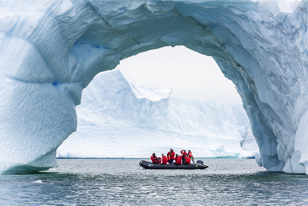 Lindblad guests from the National Geographic Explorer on a Zodiac cruise in Cierva Cove, Antarctica, Polar Regions