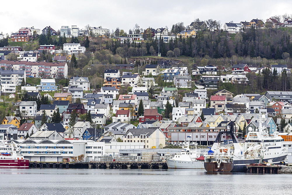 View of the harbor in Tromso, known as the Gateway to the Arctic, Norway, Scandinavia, Europe