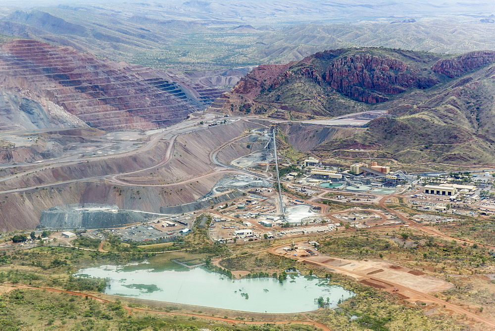 Aerial view of the Argyle Diamond mine, Kimberley, Western Australia, Australia, Pacific