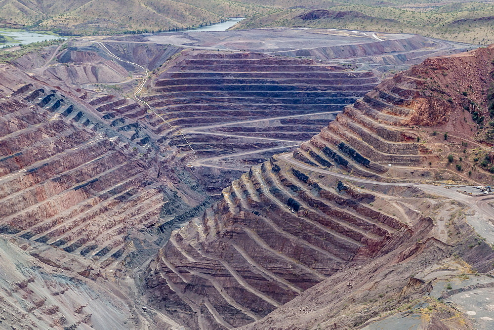 Aerial view of the Argyle Diamond mine, Kimberley, Western Australia, Australia, Pacific