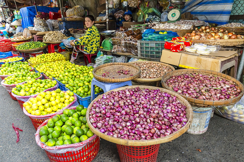 Fresh produce for sale at local market in Chau Doc, Mekong River Delta, Vietnam, Indochina, Southeast Asia, Asia