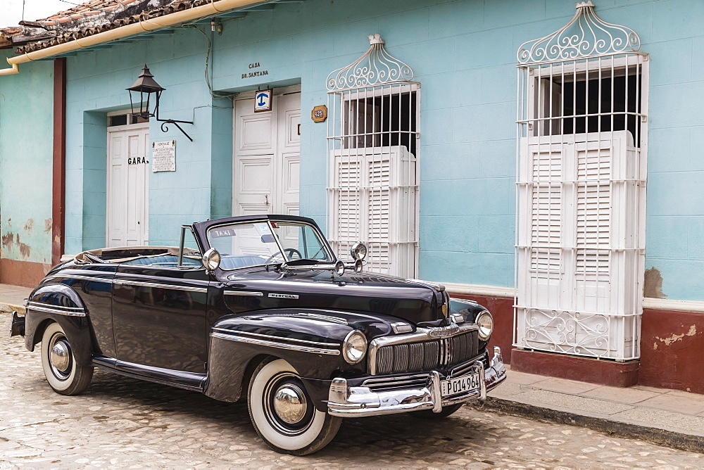 A vintage 1948 American Mercury Eight working as a taxi in the town of Trinidad, UNESCO World Heritage Site, Cuba, West Indies, Caribbean, Central America