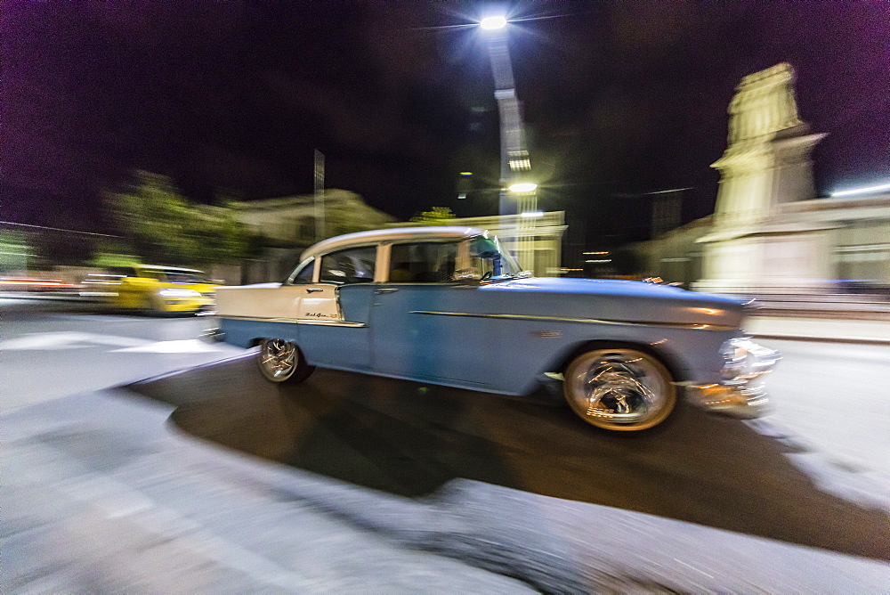 Classic 1955 Chevrolet Bel Air taxi, locally known as almendrones in the town of Cienfuegos, Cuba, West Indies, Caribbean, Central America