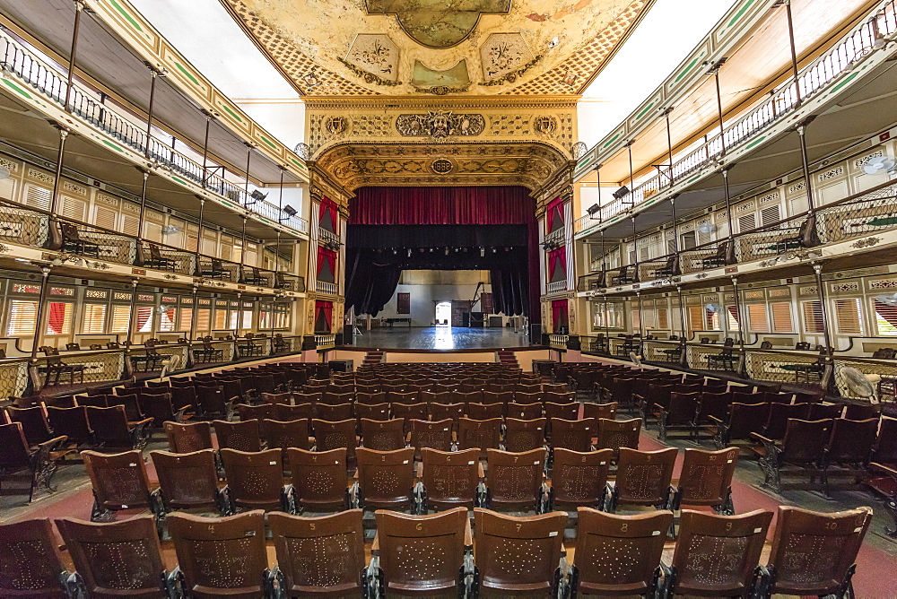 Interior view of the Teatro Tomas Terry (Tomas Terry Theatre), opened in 1890 in the city of Cienfuegos, UNESCO World Heritage Site, Cuba, West Indies, Caribbean, Central America