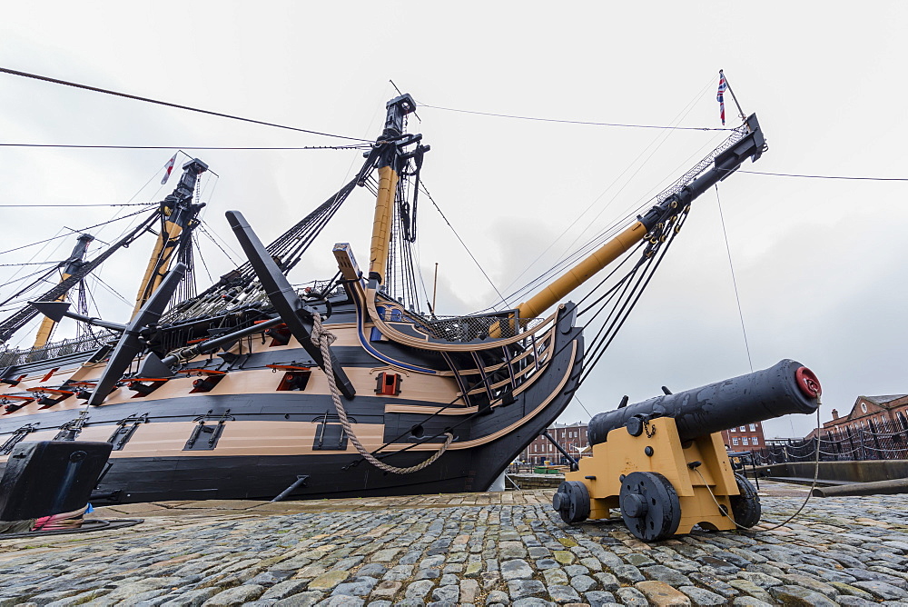 The HMS Victory, Lord Nelson's flagship at the Battle of Trafalgar, now a museum ship in Portsmouth, Hampshire, England, United Kingdom, Europe