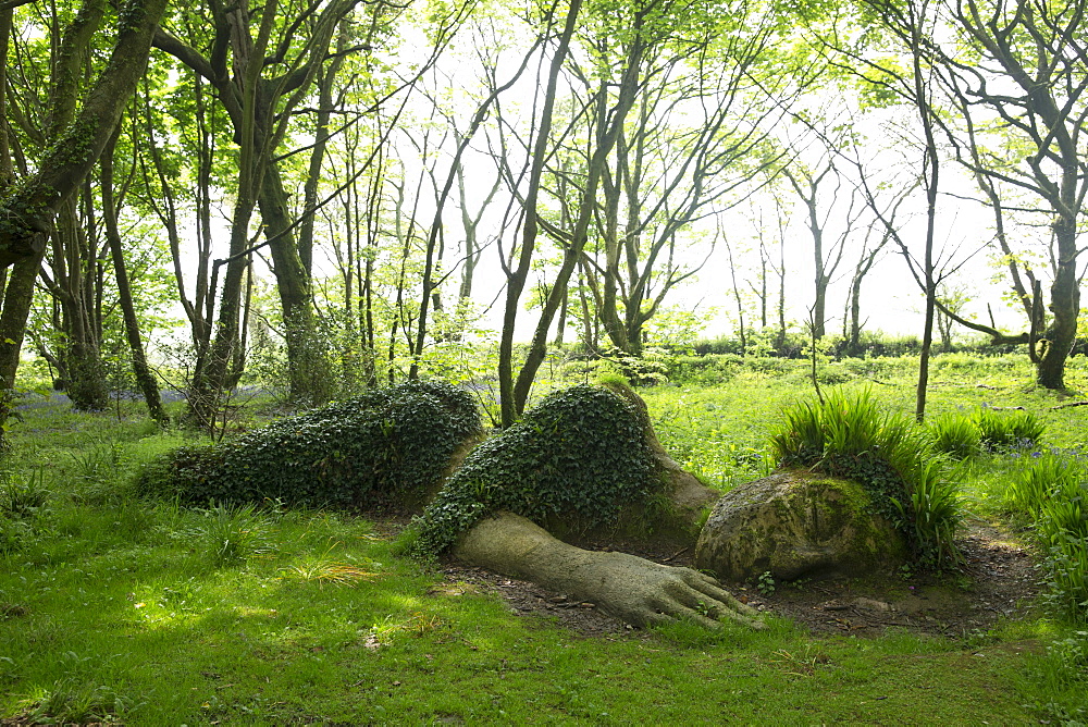 The Mud Maid plant and rock sculpture at the Lost Gardens of Heligan, Cornwall, England, United Kingdom, Europe