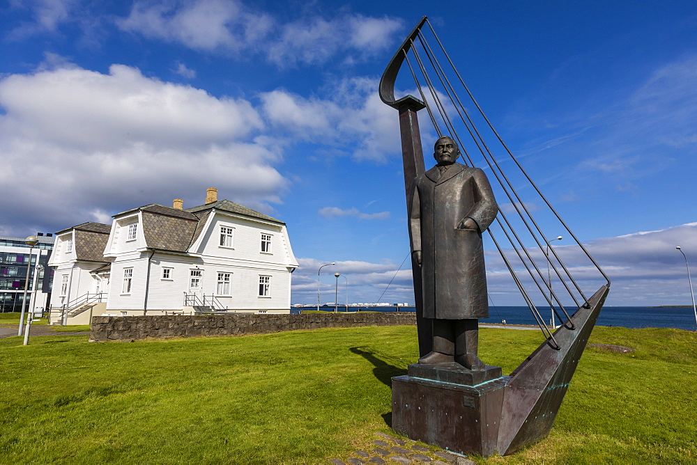 A statue of Einar Benediktsson near the Hofoi House in Reykjavik, Iceland, Polar Regions