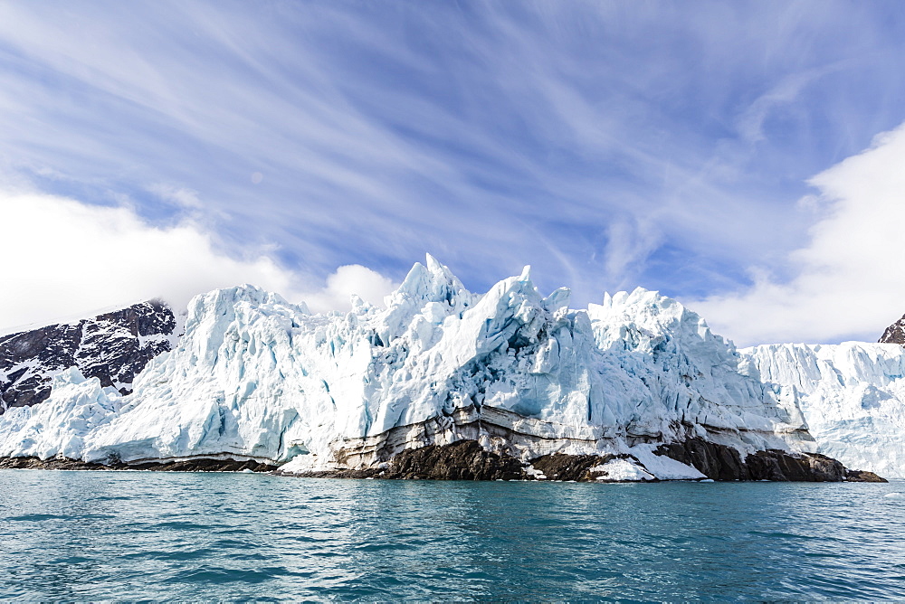 Monacobreen (Monaco Glacier) on the northeastern side of the island of Spitsbergen, Svalbard, Arctic, Norway, Europe