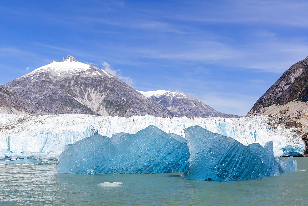 Blue ice in front of the Dawes Glacier in Endicott Arm in Southeast Alaska, United States of America, North America