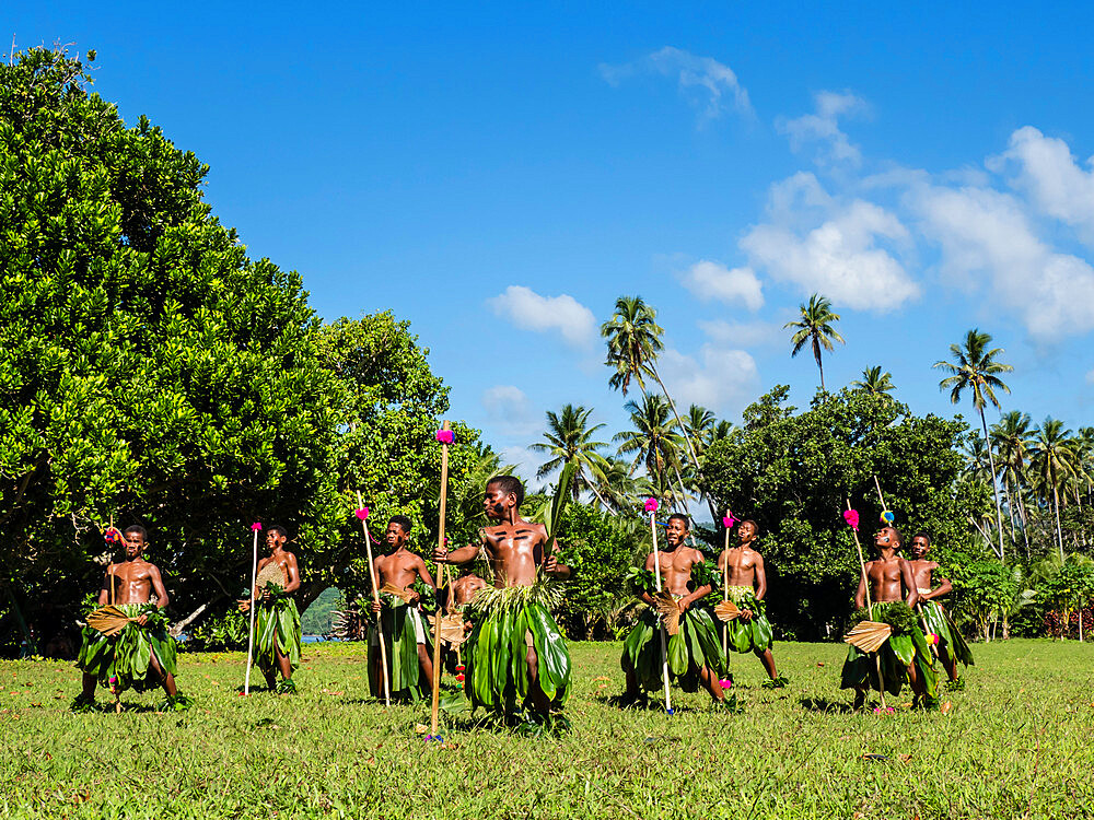 Children from the township of Waitabu perform traditional dance on Taveuni Island, Republic of Fiji, South Pacific Islands, Pacific