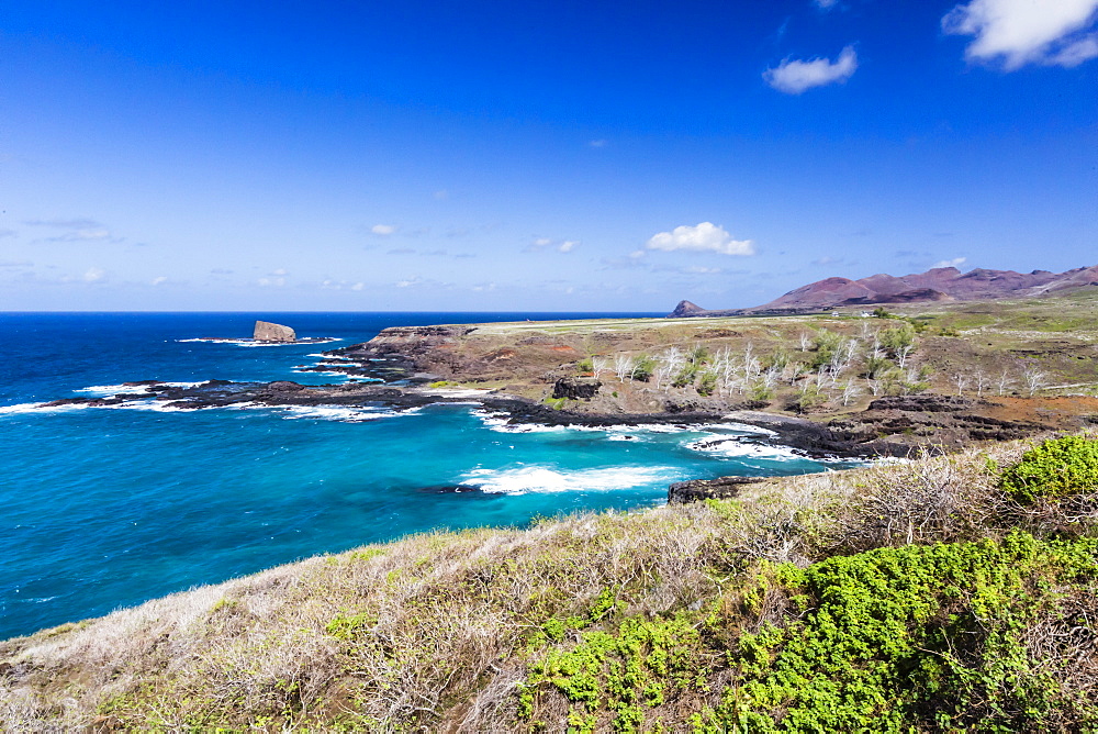 View of the coastline near the town of Hane on Ua Huka Island, Marquesas, French Polynesia, South Pacific, Pacific