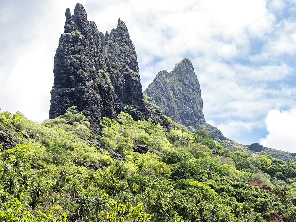 The rugged coastline of Nuku Hiva Island, Marquesas, French Polynesia, South Pacific, Pacific