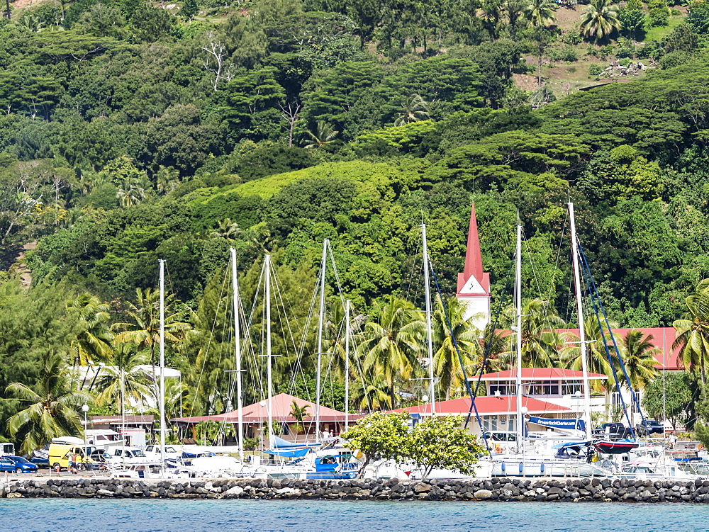 The harbor in the town of Uturoa on the island of Raiatea, Society Islands, French Polynesia, South Pacific, Pacific