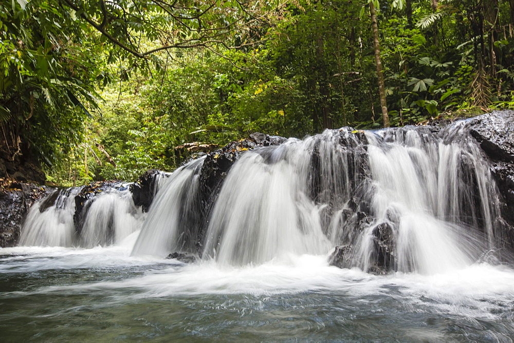 Slow motion blur of waterfall in Corcovado National Park, Osa Peninsula, Costa Rica, Central America