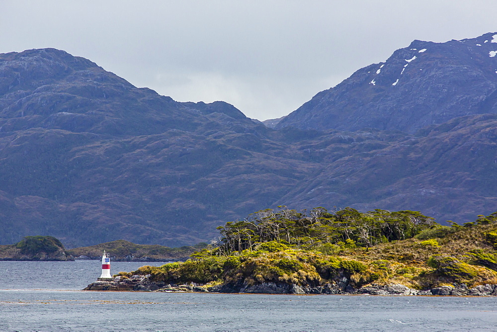 Navigation aid in the Strait of Magellan, Patagonia, Chile, South America