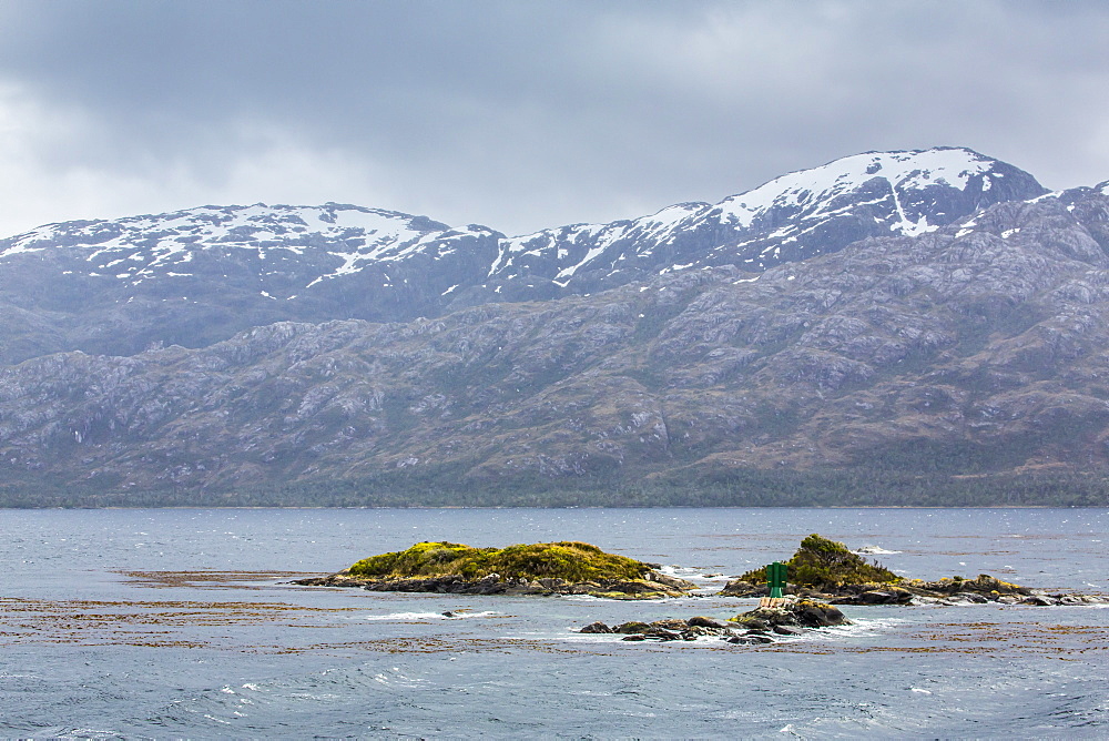 Navigation aid in the Strait of Magellan, Patagonia, Chile, South America