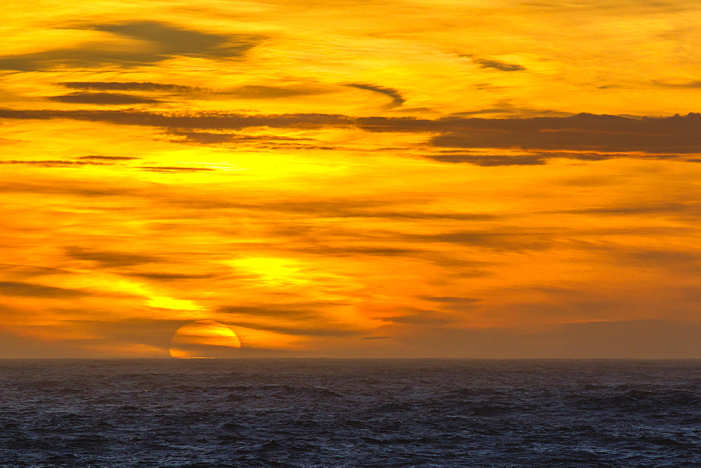 Sunset over South Georgia, U.K. Overseas Protectorate, South Atlantic Ocean, Polar Regions