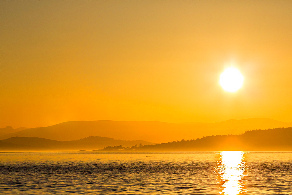 Pacific Northwest sunset, Haro Strait, Saturna Island, British Columbia, Canada, North America