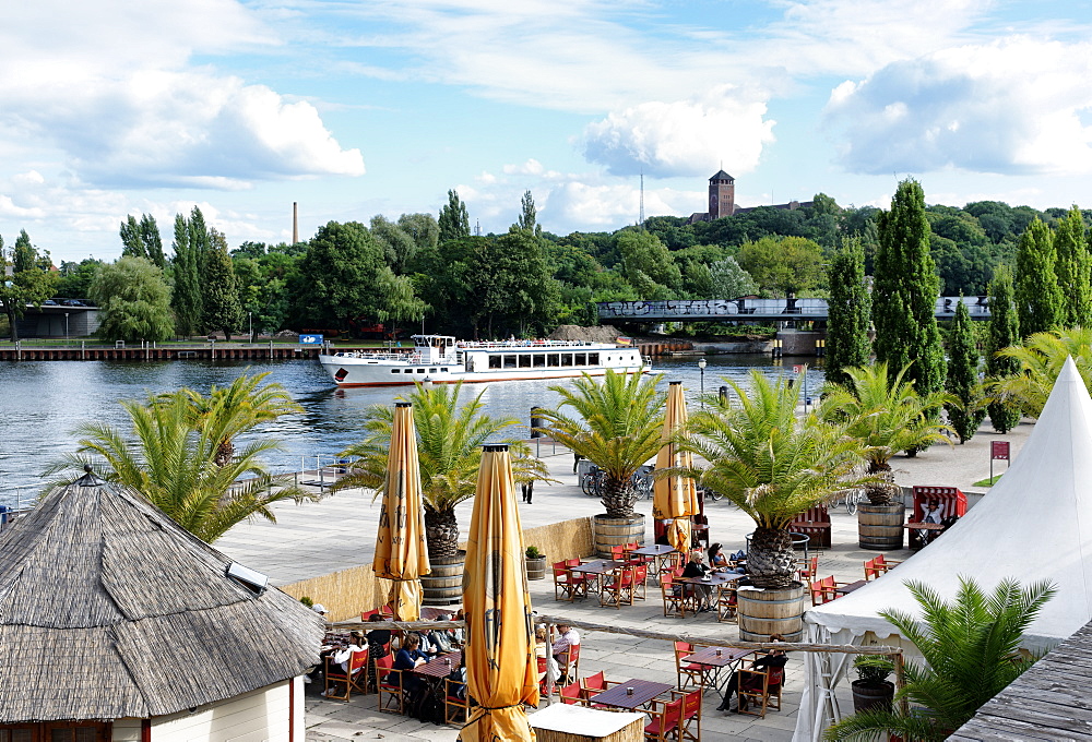 Pier of the Weisse Flotte ship company, Havel, Potsdam, Brandenburg, Germany