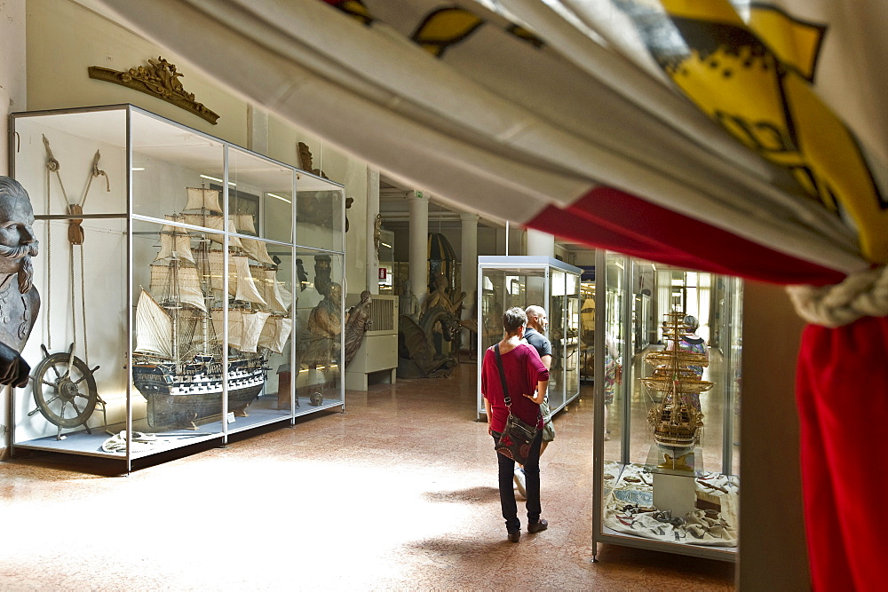 People visiting Museo tecnico navale maritime museum, La Spezia, Liguria, Italia