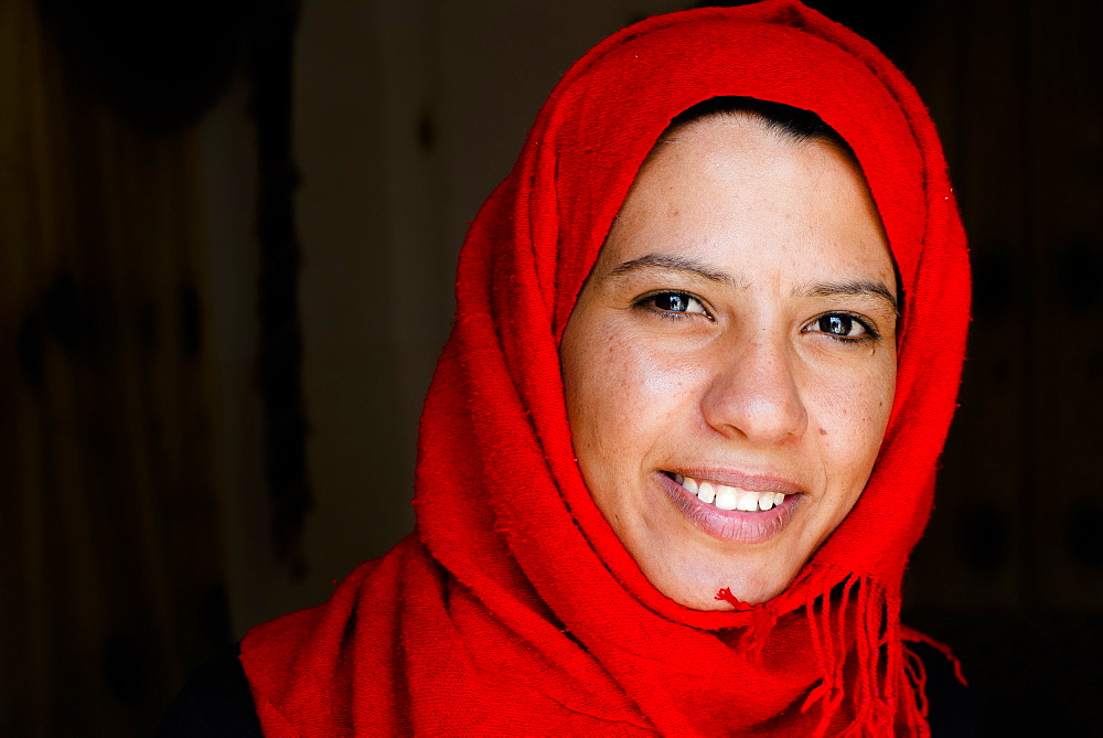 Portrait of a young Bedouin woman, Wadi Rum, Jordan, Middle East