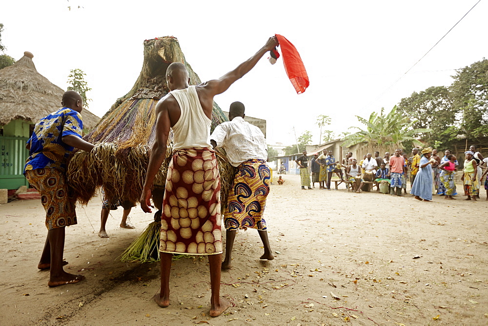 Zangbeton night watchman at a traditional Voudoun ceremony, Agbanakin, Togo