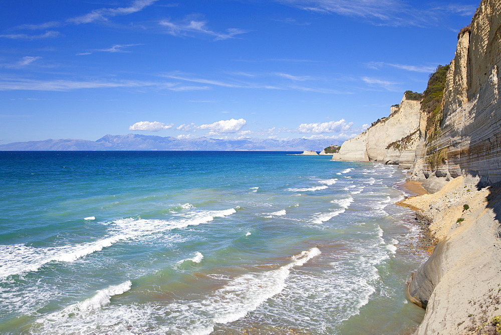 Rocky coast at Cape Drastis, near Peroulades, Sidari, Corfu island, Ionian islands, Greece