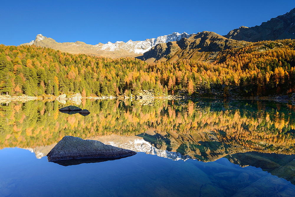 Lake Saoseo (2028 m) with Scima di Saoseo (3264 m), Valposchiavo, Grisons, Switzerland