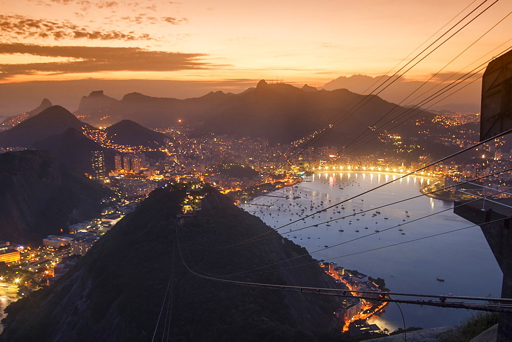 View from Sugarloaf Mountain at sunset, Rio de Janeiro, Brazil, South America