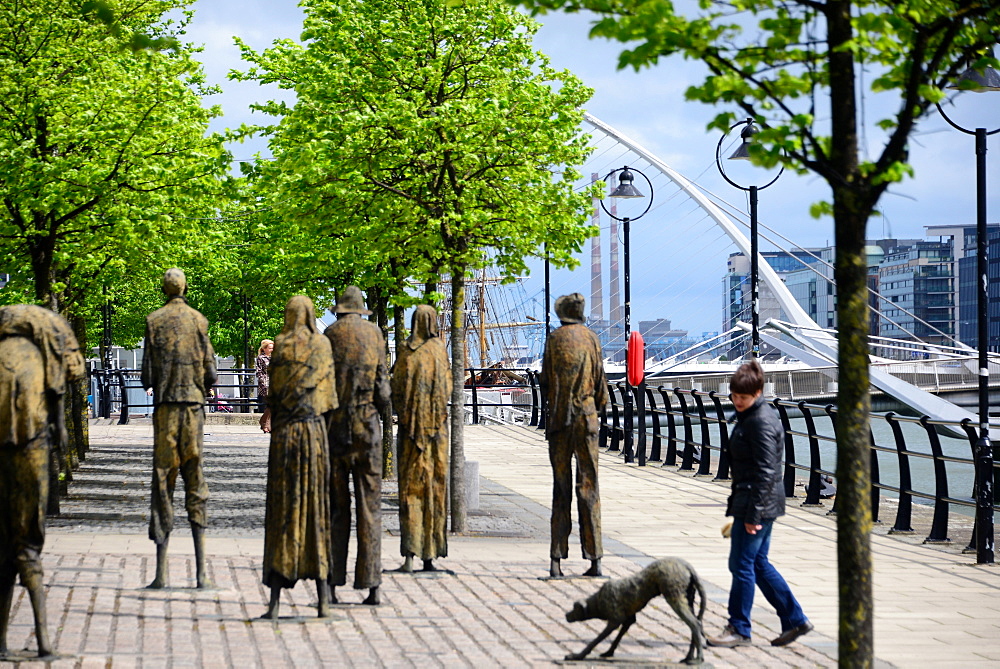 The Famine Statues at the Liffey River, Docklands, Dublin, Ireland