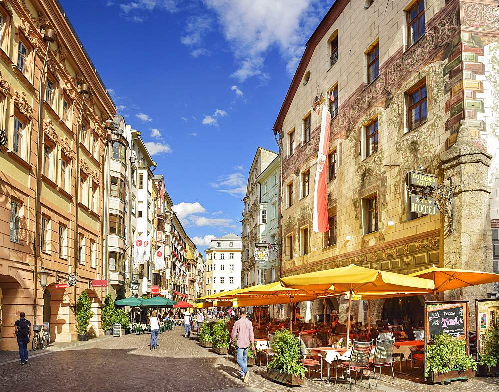 Pedestrian area with pavement cafes, Innsbruck, Tyrol, Austria