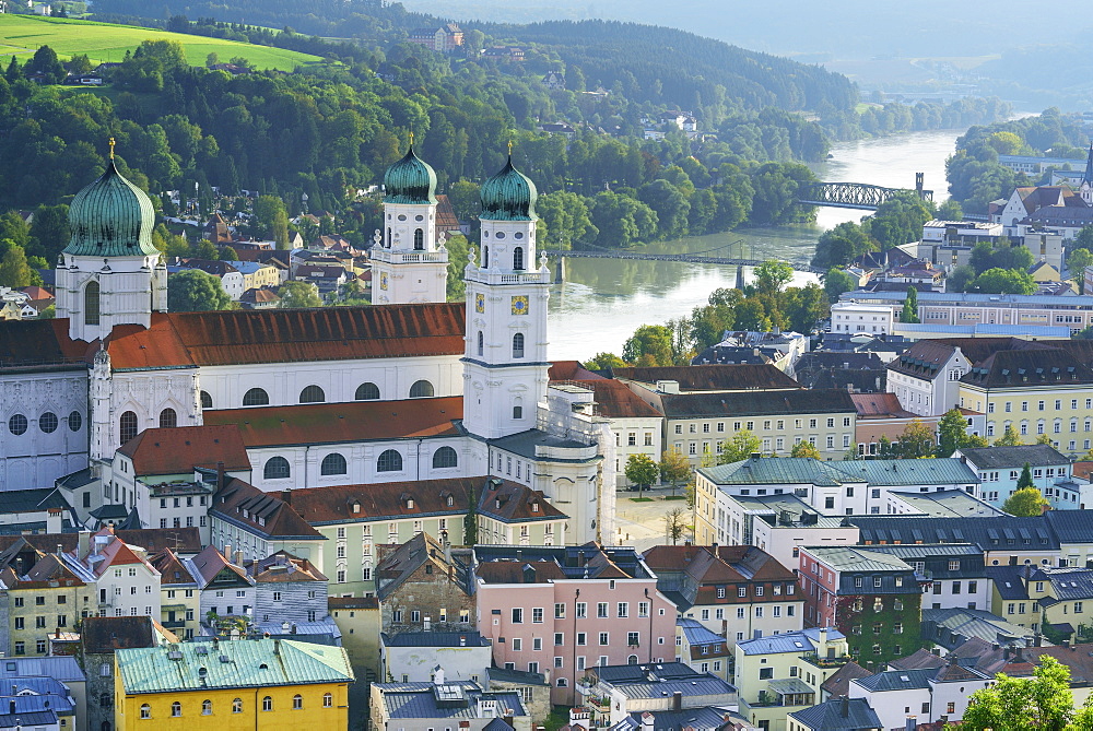 Old town with cathedral of St. Stephen, Passau, Lower Bavaria, Germany