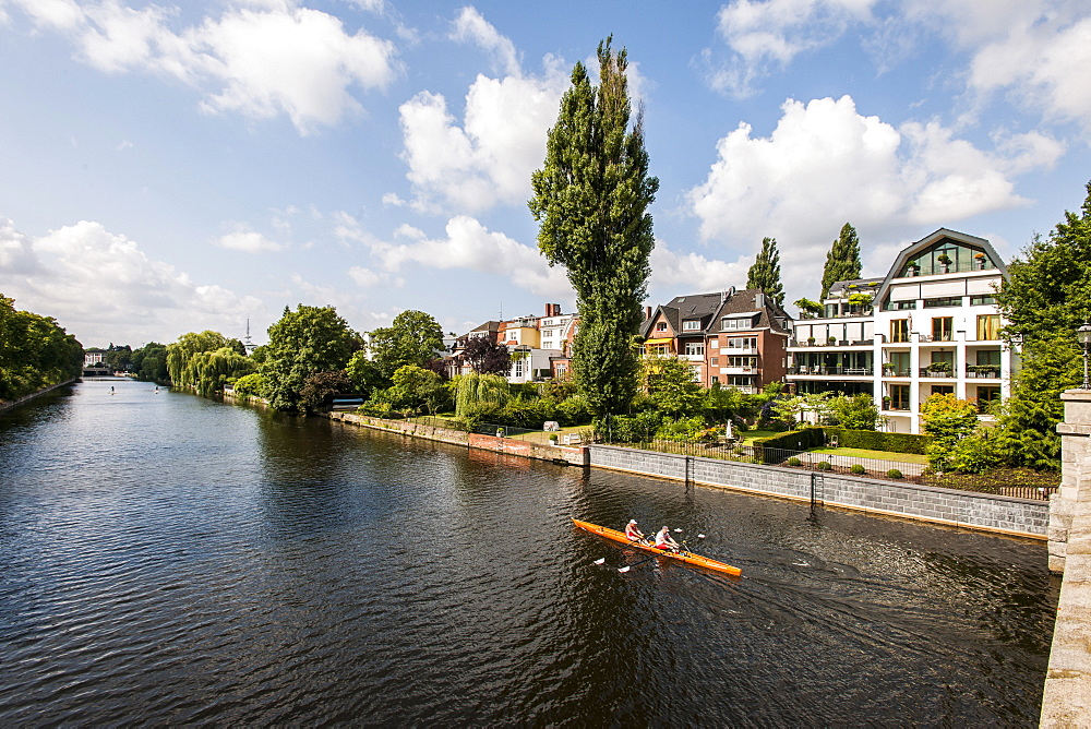 Mansions at river Alster, Hamburg, Germany