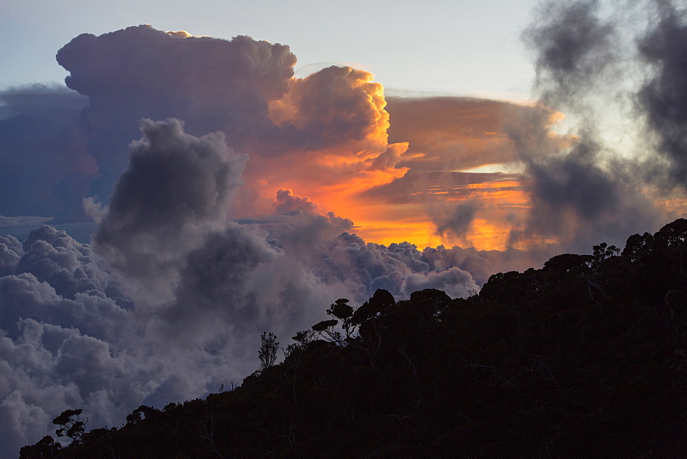 Thunderstorm Clouds over Mount Kinabalu, Borneo, Malaysia.