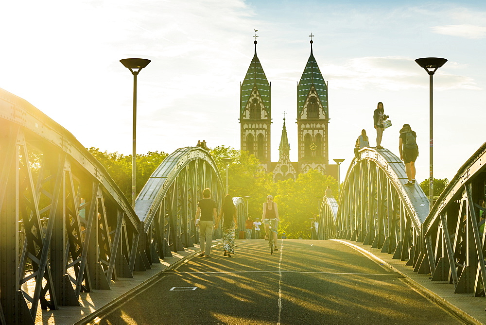 Bridge, Blaue Bruecke, Wiwilibruecke, Freiburg im Breisgau, Black Forest, Baden-Wuerttemberg, Germany