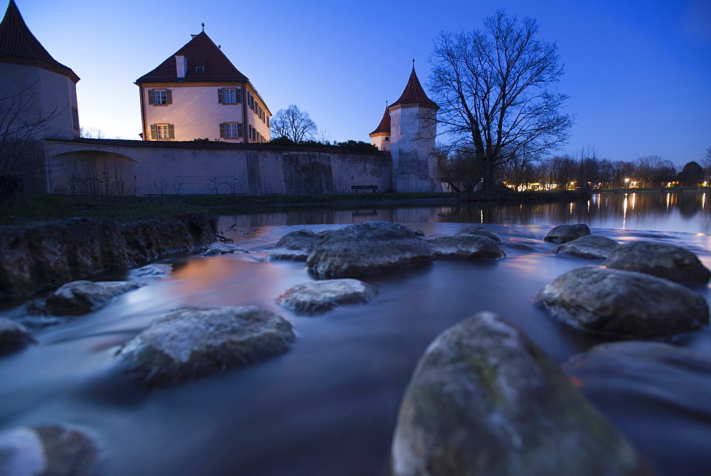 Blutenburg Castle in the blue hour, Obermenzing, Munich, Bavaria, Germany