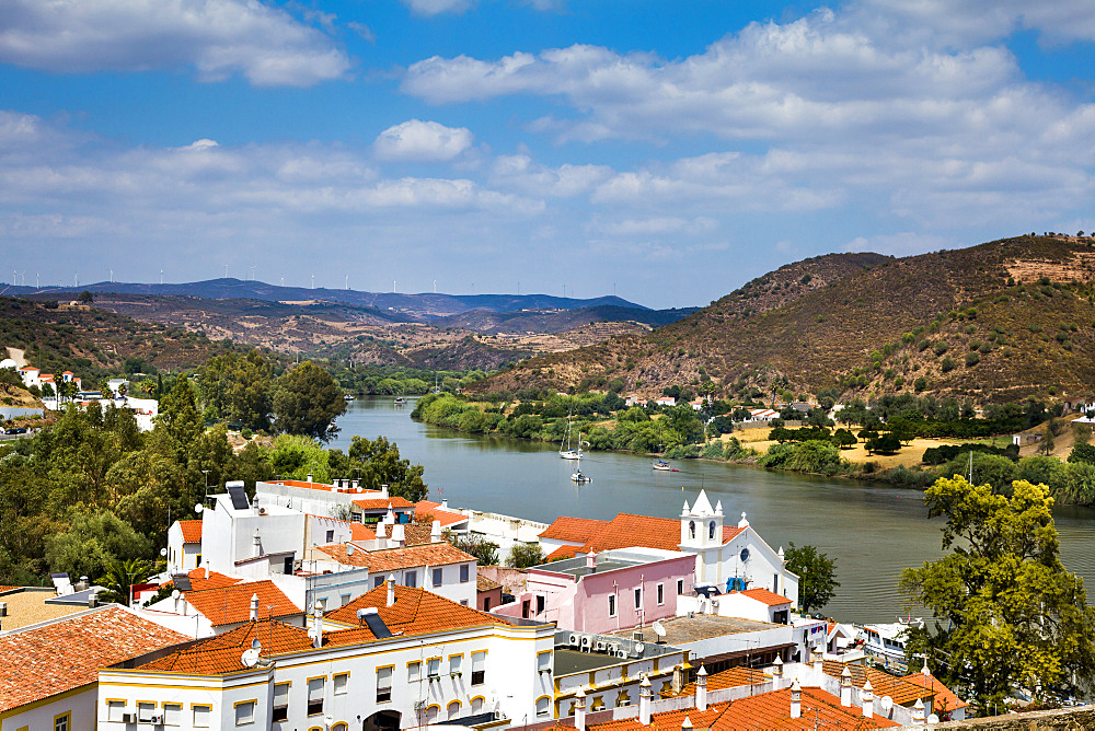 View from castle across Rio Guadiana towards Spain, Alcoutim, Algarve, Portugal