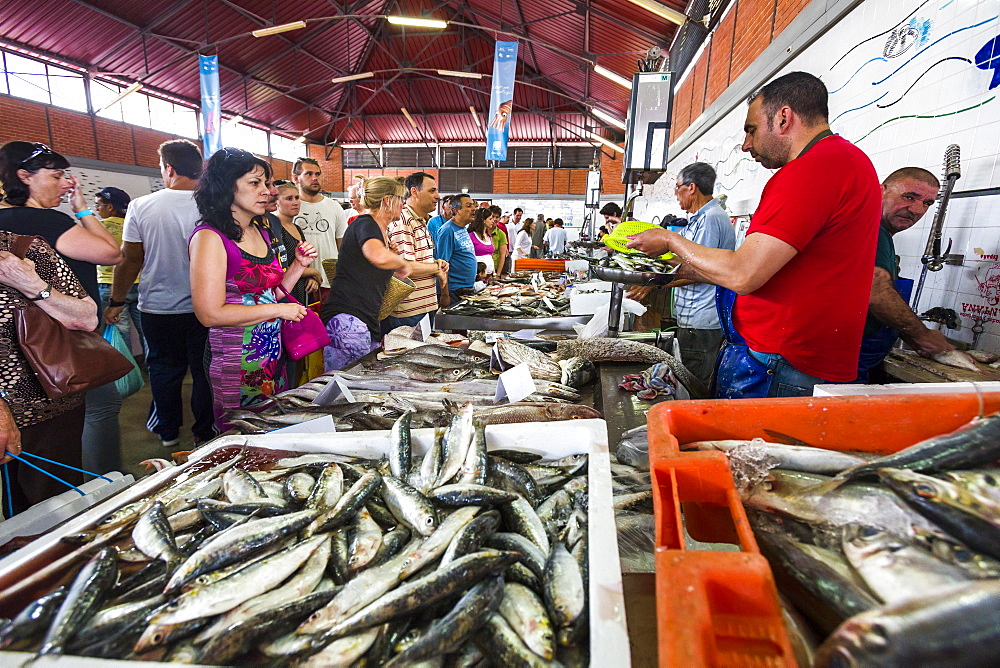 Fish market, market hall, Olhao, Algarve, Portugal