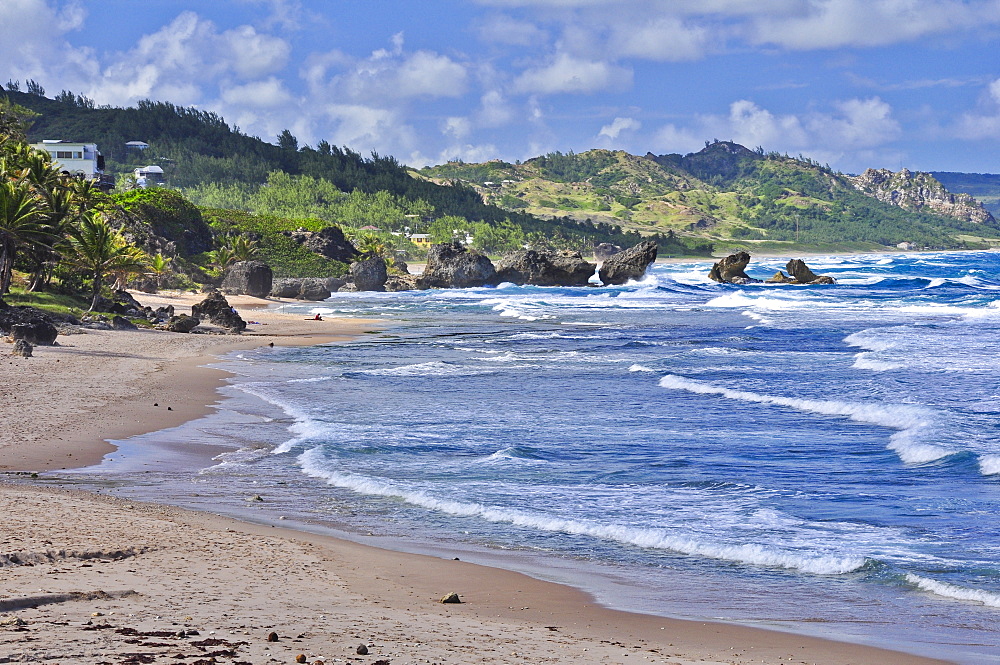 Beach with rocks and waves, sea, Bathsheeba, East Coast, Barbados, Lesser Antilles, West Indies, Windward Islands, Antilles, Caribbean, Central America