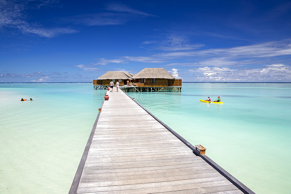 Water villas and kayak at Meeru Island Resort, Meerufenfushi, North-Male-Atoll, Maldives