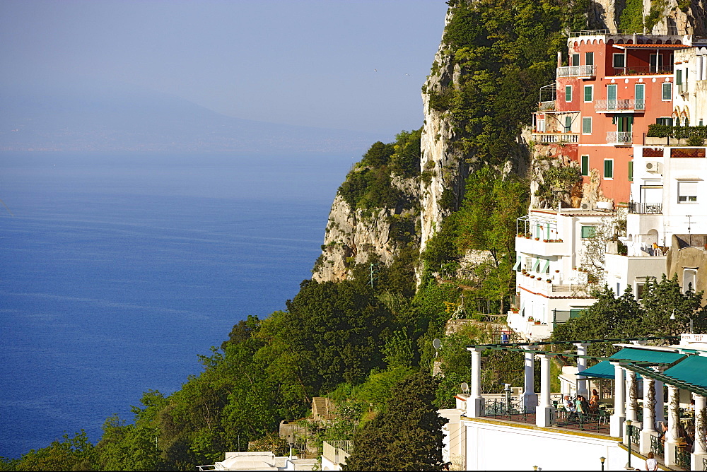 Houses on shore in the sunlight, Capri, Italy, Europe