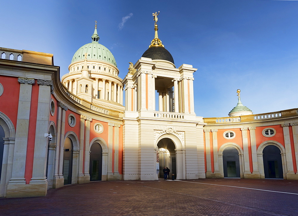 Fortuna Portal of Potsdam City Palace, St. Nicholas Church, the Old Town Hall Tower, Potsdam, Brandenburg, Germany