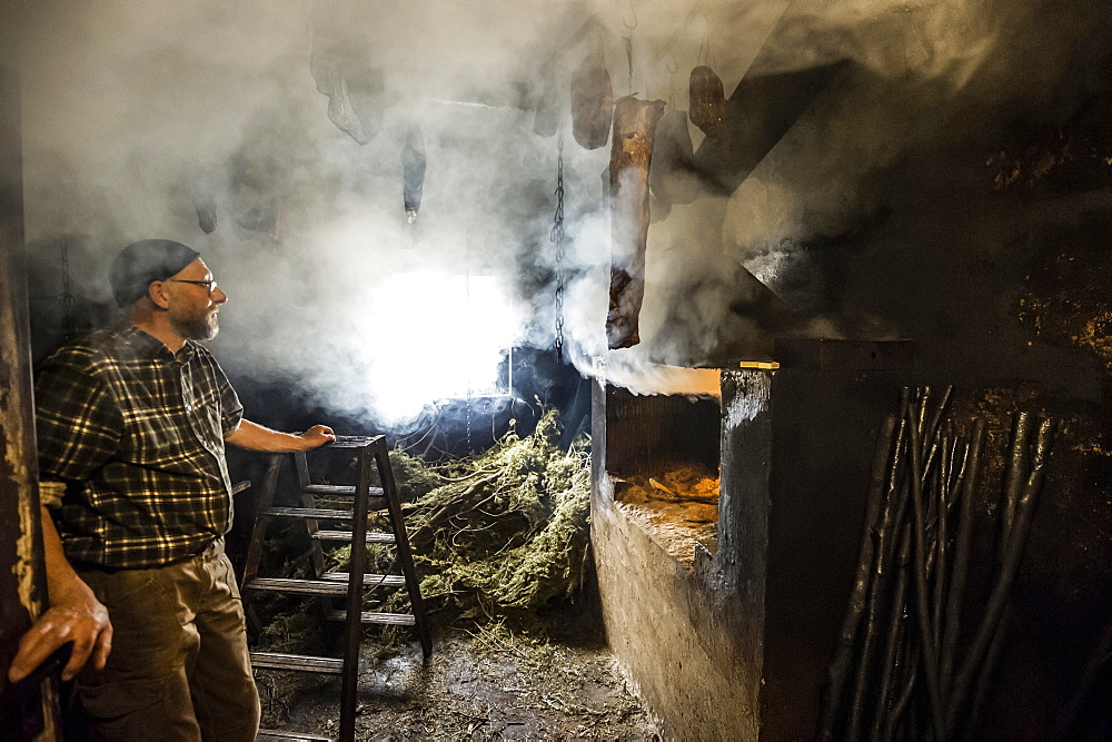 smokehouse, Black Forest Ham, Untermuehlbachhof, St.Georgen-Peterzell, Black Forest, Baden-Wuerttemberg, Germany