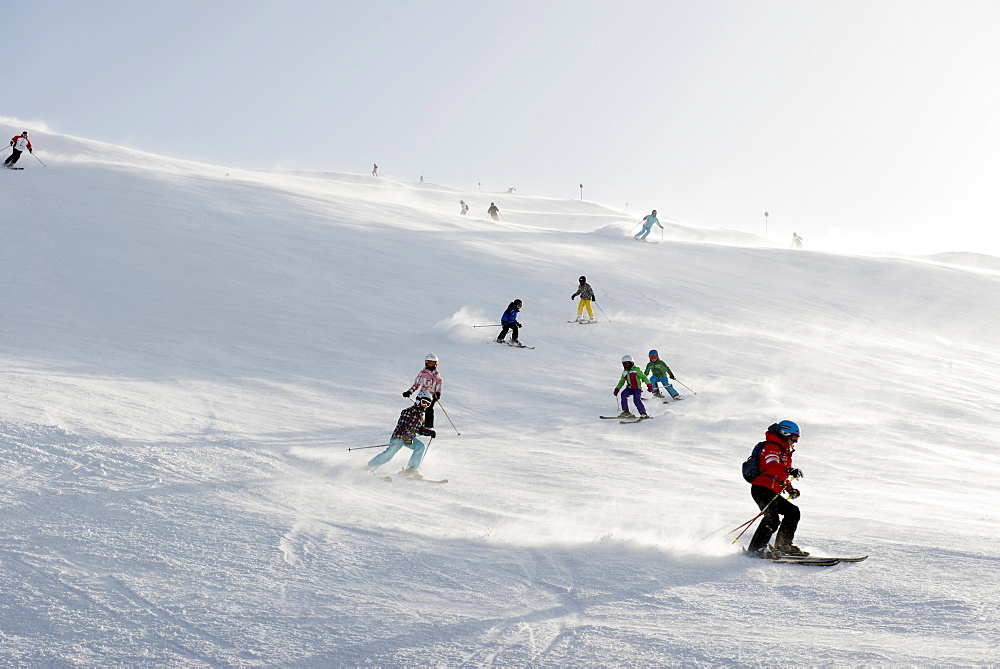 skier school, Warth-Schroecken ski area, Bregenz district, Vorarlberg, Austria