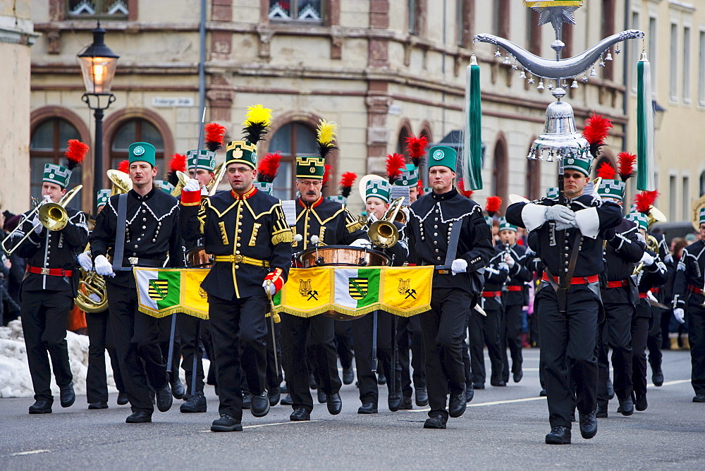 Miners parade, Marienberg, Ore mountains, Saxony, Germany