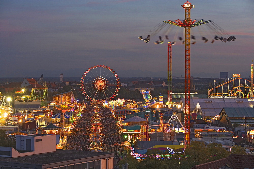 Oktoberfest, view over Theresienwiese, Munich, Bavaria, Germany