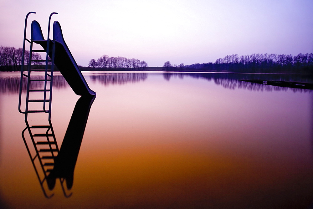 Slide in a swimming lake, Schleswig-Holstein, Germany