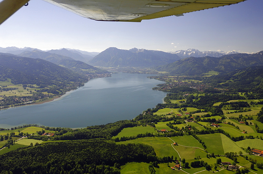 Aerial shot of lake Tegernsee, Gmund am Tegernsee, Bavaria, Germany