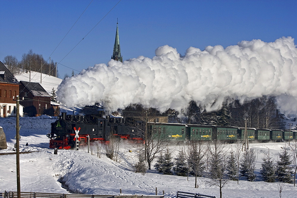 Fichtelberg Railway, Hammerunterwiesenthal, Oberwiesentahl, Ore mountains, Saxony, Germany