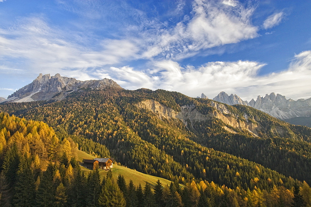 St. Magdalena, Villnoess Valley, Geisler range in background, Trentino-Alto Adige/Südtirol, Italy